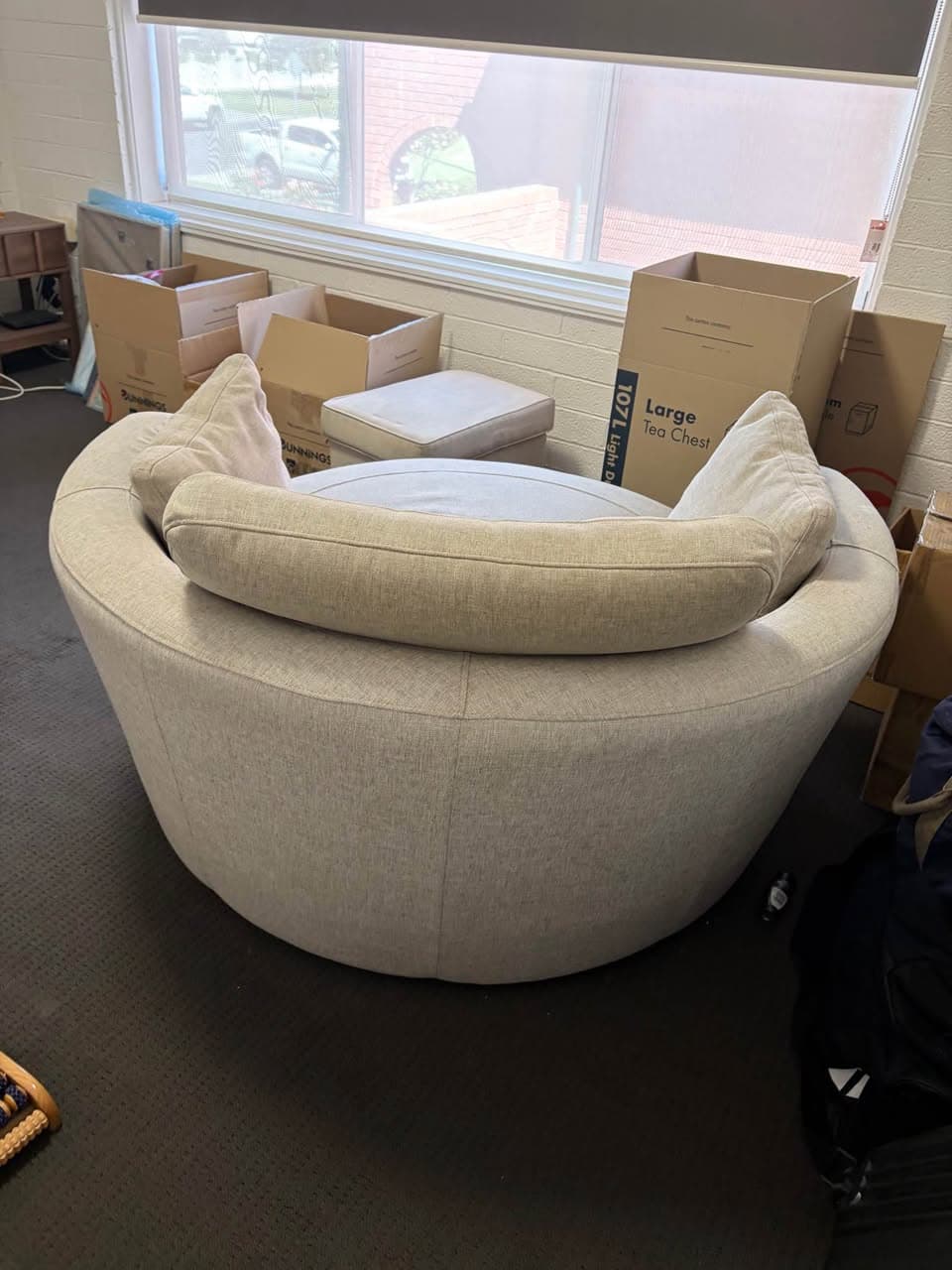 Beige Plush Snuggle Swivel Armchair for Sale (3)