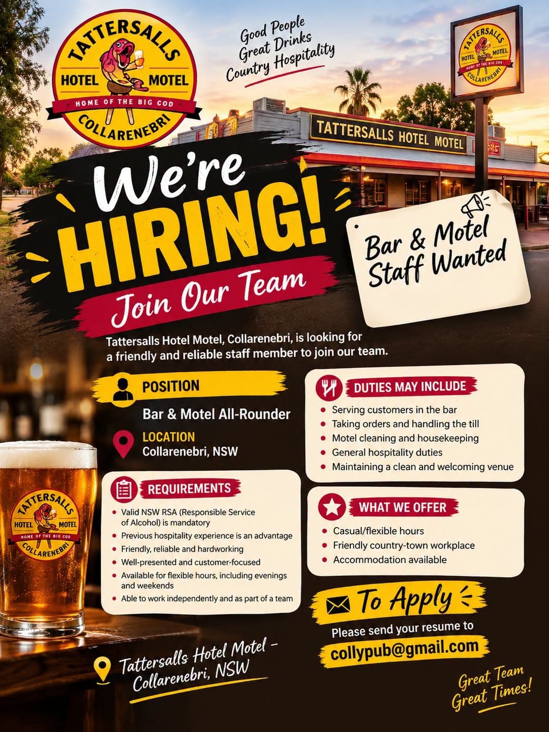 Hiring Bar & Motel All-Rounder in Collarenebri