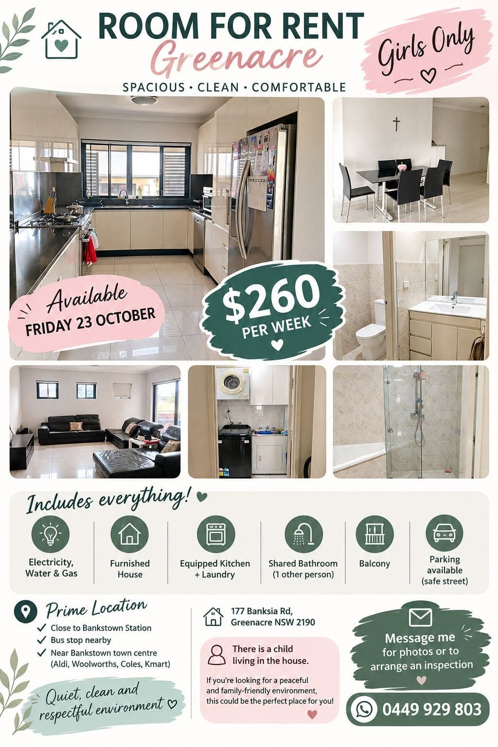 Rooms for Rent in Greenacre - All Bills Included