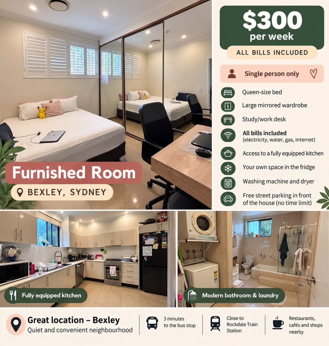 Beautiful Furnished Room for Rent in Bexley