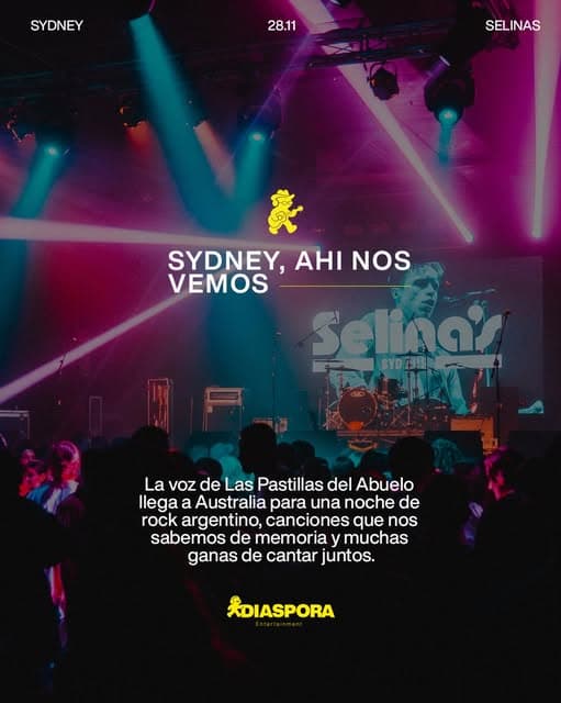 Foto de La voz de Las Pastillas del Abuelo en Sydney – noche de rock argentino