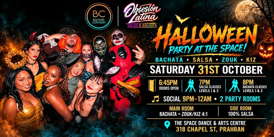Photo of SALSA & BACHATA + Kiz & Zouk HALLOWEEN PARTY at The Space!
