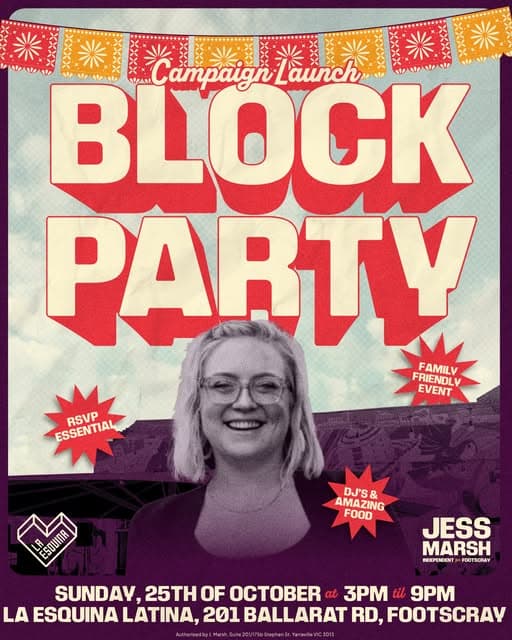 Photo of Block Party – Jess Marsh campaign launch